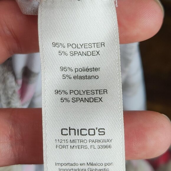 Chicos Pants Womens 1 Pink Brown 8 Floral Wide Leg Lightweight Pull On Easy Wear - Picture 11 of 11